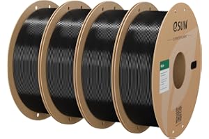 eSUN PLA+ Filament 1.75mm, Enhanced Toughness PLA Plus 3D Printer Filament, Dimensional Accuracy +/- 0.02mm, 1kg per Spool, 4 Coils for 3D Printers, Black*4