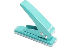 Perforadora de papel de un solo agujero, perforadora de mano Gelrhonr de baja fuerza, para papel, tarjetas de índice o aglomerado, perfora agujero de 6 mm, color verde