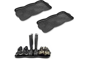 Crystals - Set of 2 - Boot Tray Organizer with Raised with Raised Edges, Pet Feeding Mat for Cats & Dogs, Plant Potting Base with Non Slip Washable Carpet Protection, 73x37 cm