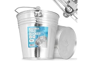 INSTALGURU Seau 10L Métal Eau Zinc Tôle Acier Galvanisé Jardin Robuste Travaux Construction Metallique Nettoyage Mortier Ciment Déchets Charbon Plantes Sable