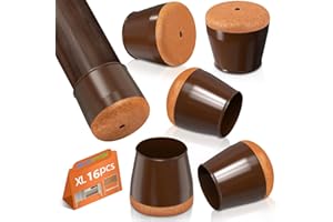 BAIPOK 16 Piezas Protectores de Silla, Fundas de Silicona para Piernas de Silla con Fieltro Envuelto, Almohadillas Protectoras para Pies de Muebles, Marrón(38-50mm)