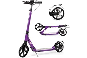 HELLO-5IVE Kick Scooter for Kids Ages 8-12, 200mm Big Wheel Adult Scooter with Disc Brakes and Carry Strap, Foldable Scooters for Teenagers 11-15