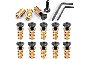 Wavanta 10Pcs M6 x 20mm Furniture Screw Nut Threaded Wood Inserts Bolt Fastener Connector Hex Socket Drive M6 x 15mm Screw-in Nuts with Wrenches