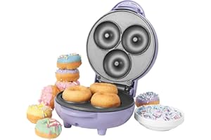 Petra Machine à Mini Beignets Électrique, Appareil à Doughnuts 550W, Plaque Antiadhésive, Facile à Nettoyer, Design Violet Pastel, Idéal pour Petits-Déjeuners Gourmands, Beignets Maison Faciles