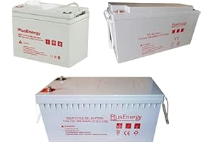PLUSENERGY WCCSOLAR Batteria GEL 12V Capacità 150AH-200AH-250AH - Cicli profondi Uso sistema solare (200AH GEL)