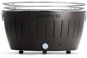 LotusGrill XL LG G435 U Barbecue con batterie e cavo di alimentazione USB, 43,5 x 25,7 cm, Antracite grigio