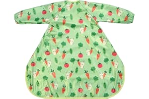 Bibetta Wipeezee Premium Baby Weaning Bibs With Sleeves For 6 month+, Waterproof Coverall Bibs for Baby, Toddler, Boy, Girl | UK Design Eco Friendly & Durable Wipeable Bib for Highchair Baby Feeding