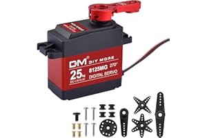 diymore 25KG Servo Motore Digitale ad Alta Coppia di Ingranaggi in Metallo Pieno Impermeabile per Auto RC Elicottero Aereo Fai da Te, Angolo di Controllo 270°