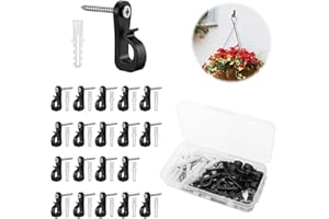 Weniubit Lot de 20 mini crochets à visser Fairy Light pour éclairage de Noël d'extérieur - Crochets Q-Hanger pour suspendre la guirlande lumineuse LED et la décoration de fête de Noël - Noir