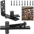 Pivot Hinge, Stainless Steel Hidden Door Pivot Hinge System, 180 Degree Rotation Wooden Invisible Door Hinges, Heavy Duty Secret Door Hinges for Hidden Door