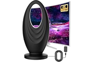 GBOKYN Antenna TV per interni, potente antenna TV interna HD con amplificatore, 480 km ricezione antenna TNT impermeabile con cavo coassiale da 5 m, base magnetica potente, antenna TV per 1080P 4K