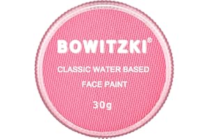 Bowitzki Pintura facial profesional, pintura corporal, pintura a base de agua, pintura facial, maquillaje, seguro para niños y adultos, monocromo, Halloween, Navidad, fiesta (rosa)