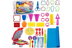 KILPKONN Dough Tools Sets for Kids, 41Pcs Dough Sets, Dough Accessories Mold Creation Breakfast Burger & Pasta, Rollers Rolling Pin with Storage Bag, Arts and Crafts Kits Gift for Boys Girls