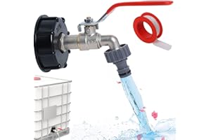 GEKUFA Robinet Cuve 1000L Plastique, IBC Raccord Robinet, Vanne Cuve avec Adaptateur en Plastique 1/2", Adaptateur Robinet Tuyau Arrosage S60x6 pour Robinets de jardin, Récupérateur eau de pluie