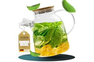 CLIDOR Teekanne mit Siebeinsatz - 1,6 Liter, verstärkte Glasstärke für bessere Isolierung, mit Stövchen nutzbar, Teekanne Glas, Thermo Teezubereiter, robuster Teapot, Teebereiter (1600ml)