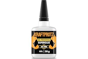 ARKA 3D printing super glue – KRAFTPROTZ Gel 50 g – thick adhesive for PLA, ABS, PETG, TPU & more – waterproof, heat resistant & no-drip – precision repairs with anti-clog tip – for RC, robotics & workshop