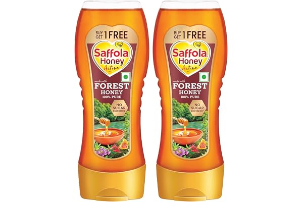 Saffola Honey Active, Made with Sundarban Forest Honey, 100% Pure Honey, No sugar adulteration, Natural Immunity booster, 2 x 350g