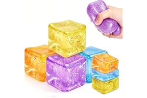 Goorder 4 stycken Squishy kub, sensorisk fidgetkub, Cristal de Paillettes, fastan-resistent returtryckleksak, ångestbeständig