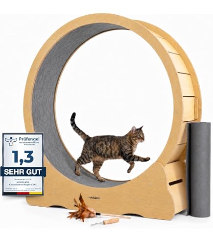 Elmato Katzenlaufrad Simba L & XXL ca. 120 cm / 140 cm in weiß/beige & grau/meliert (grau meliert, 120 cm) Haustier