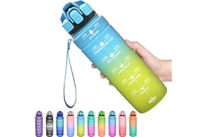 Coolfel Motivational Water Bottle with Time Markings, 1.5l 1l Sports Water Bottle 700ml 500ml Kids Water Bottles, BPA Free Tritan Leakproof Reusable Drink Bottle for Gym, School, Running