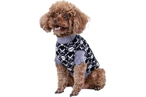 CuteBone Skull Dog Sweater Black Dog Sweater with Leash Hole Puppy Clothes for Small Dogs Cozy Sweatshirts Dog Coats