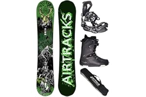 AIRTRACKS Snowboard Set/Pack/Planche Jungle Hero Wide Hybrid Rocker + Fixations Master + Chaussures + SB Sac / 152 155 159 cm