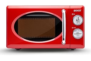SOGO SS-890-R Stile retrò, Microonde Vintage con capacità, 5 potenze, Watts-Color Rosso, 700 W, 20 Litri, Alluminio