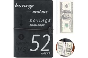 POXIAOER Money Saving Wallet, 100 Envelopes Saving Challenge or 52 Week Saving Challenge, Money Organiser Savings Binder A5 Budget Planner with Cash Envelopes (Blue, 52 Weeks Money Saving)
