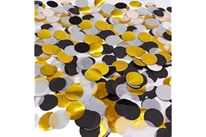 60g Konfetti Hochzeit Probuk 2.5cm Schwarz&Gold&Grau Mehrfarbige Runde Tissue Confetti Konfetti,Runder Seidenpapier Papier Konfetti Punkte für Luftballons Korationen,Geburtstag, Hochzeit,Partydeko