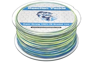 Reaction Tackle Braided Fishing Line - Pro Grade Power Performance for Saltwater or Freshwater - Colored Diamond Braid for Extra Visibility