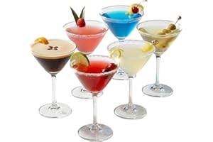 BAR@DRINKSTUFF Drinkstuff Martini Glasses 175ml – Set of 6 Classic V-Shaped Cocktail Glasses for Martini, Margarita, Espresso Martini & Mocktails – Dishwasher Safe, Gift Boxed