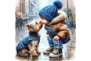 BEAYIOU Animal Paint by Numbers Kits for Adults, Boy Dog Painting by Number Kits On Canvas,DIY Color Oil Painting Acrylic Paints,Home Wall Decor 12x12inch Without Frame