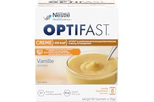 ‎OPTIFAST OPTIFAST Diät Creme Vanille zum Abnehmen | eiweißreicher Mahlzeitenersatz mit wichtigen Vitaminen und Mineralstoffen | schnell zubereitet und lecker im Geschmack | 8 x 55g