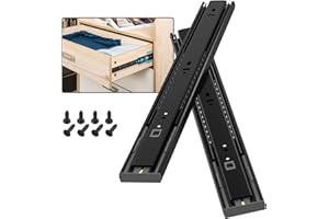 SHUHANG Glissiere pour Tiroir Avec Fermeture Amortie(softclose) Coulisse Tiroir 45kg Capacité de Charge Roulement à Billes 300 350 400 450 500 550 600 mm Extension Complète, montage latéral 1 paire