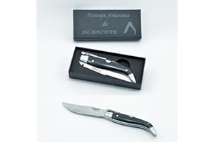 EIDER Navajas de Albacete, Cuchillo plegable,Navaja artesana hecha a mano, (MIKARTA-NEGRA)