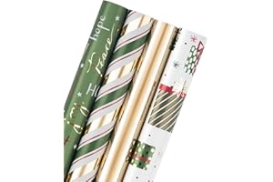 RUSPEPA Rollo de Papel de Regalo - Papel Verde con Brillo de Metálico Brillante - 4 Rollos - 76cm X 305cm Por Rollo