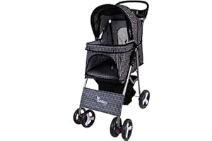 Actiaspet - Foldable Pet Stroller with Swivel Wheels | 15kg Carrying Capacity Collapsable Pet Push Chair Buggy (Blue Tartan, Stroller)