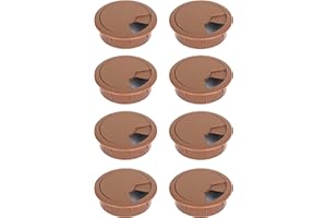 ALUSFERA Passacavi Scrivania - Pressacavo per Scrivania Rotondo 60 mm - Pressacavo - Pressacavo Tavolo Tondo - Foro Passacavo Scrivania - Organizzazione Della Scrivania - 8 Pezzi - Marrone