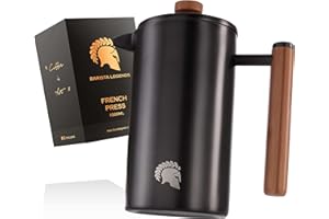 ‎BARISTA LEGENDS Barista Legends® French Press Edelstahl Thermo Kaffeepresse (600ml) - Kaffeebereiter Doppelwandig für länger frischen Filterkaffee - Auch als Kaffeezubereiter beim Camping geeignet!
