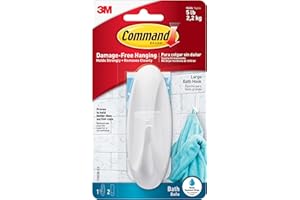 Command 17083B Large Hook with Water Resistant Strips (Pack of 1, 1 Hook and 2 Large Adhesive Strips Each), White