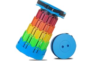 FANSBEN Portable Folding Telescopic Stool, Collapsible Stool Heavy Duty, Folding Stools for Adults Camping, for Fishing Hiking BBQ Outdoors Indoors (Rainbow Blue)