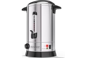 MONZANAŽ Distributeur de boissons chaudes 20L en acier inoxydable Bouilloire Marmite ŕ vin chaud 1650W Chauffe eau avec température réglable 90 tasses