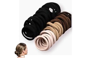 CROMPI Elastique Cheveux Pour Femme, Homme, Et Fille Sans Couture. Accessoire Cheveux Dans Des Couleurs Terreuses. 50 Pcs Chouchou Cheveux Femme Ou Enfants En Coton (5 colours)