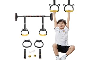 XUBX Anneaux de Gymnastique pour Enfants, Anneaux de Suspension, Anneaux de Fitness, Anneau De Traction pour Enfants, faciles à Installer pour Les Enfants en Plein air, intérieur et extérieur