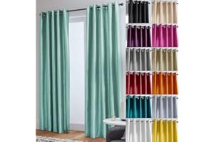 John Aird Luxury Faux Silk Fully Lined Eyelet Curtains (Duck Egg, 117cm Width x 137cm Drop (46"x 54")