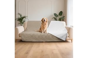 GYURO wasserdichte Hundedecke, beidseitig verwendbar, robuste Hundematte für Sofa und Bett, waschbar für Hunde und Katzen (Dunkles Khaki + Khaki, 77 * 178CM)