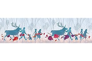 AG Design Frozen 2 Silhuette Disney Frise Murale décorative pour Chambre d'enfant 5 m x 14 cm WBD 8160 PVC Bleu 0,1 m