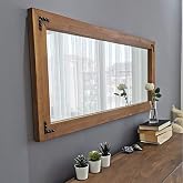 NEOstill Doğal Ahşap Dekoratif Salon Duvar Ayna 110x50 Cv