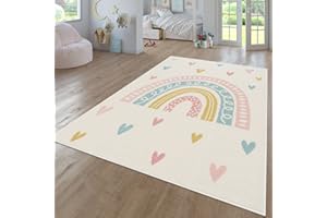 ‎TT HOME TT Home Teppich Kinderzimmer Kinderzimmerteppich Junge Mädchen Kinderteppich Modern Soft, Farbe:Creme 4, Größe:160x220 cm