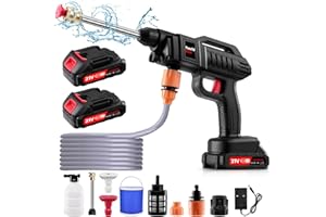 HONDONY Hidrolimpiadora de Alta Presión, 3000W 21V con 2 Baterías Recargables, Boquilla Hidrolimpiadora de Bateria para Limpieza de Automóviles/Suelos/Patios